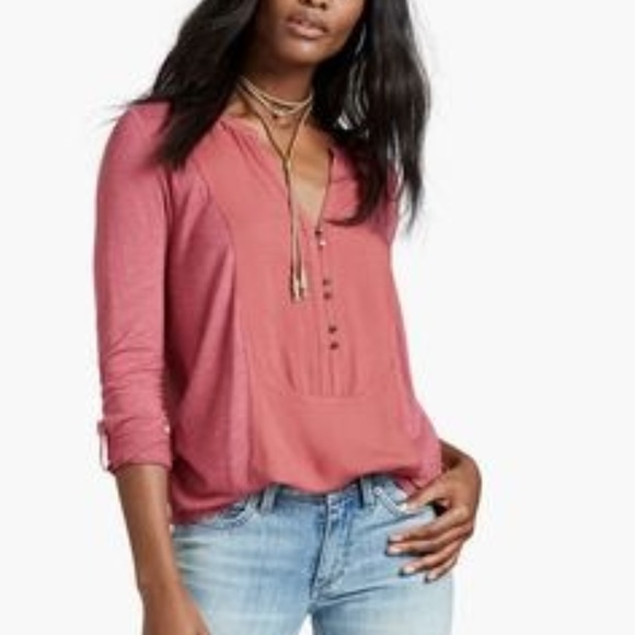 Lucky Brand Tops - Lucky Brand Woven Mix Henley